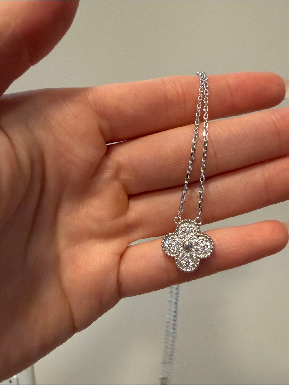Clover Pendant Necklace with Crystals